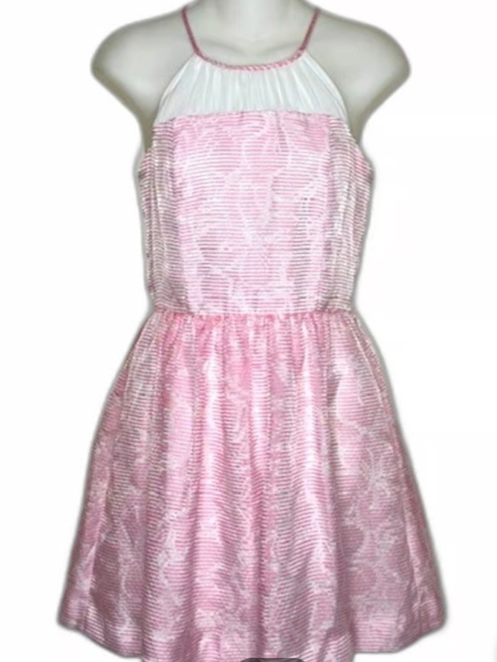Lilly Pulitzer Pink & White Halter Fit-and-Flare Dress